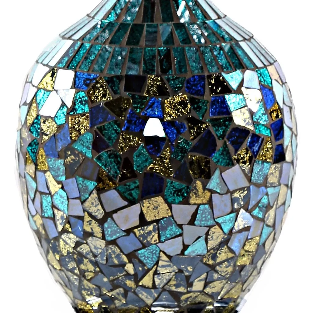 Maverick Silver and Turquoise Crystal Mosaic Base Table Lamp