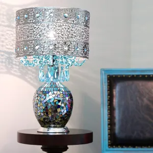 Maverick Silver and Turquoise Crystal Mosaic Base Table Lamp