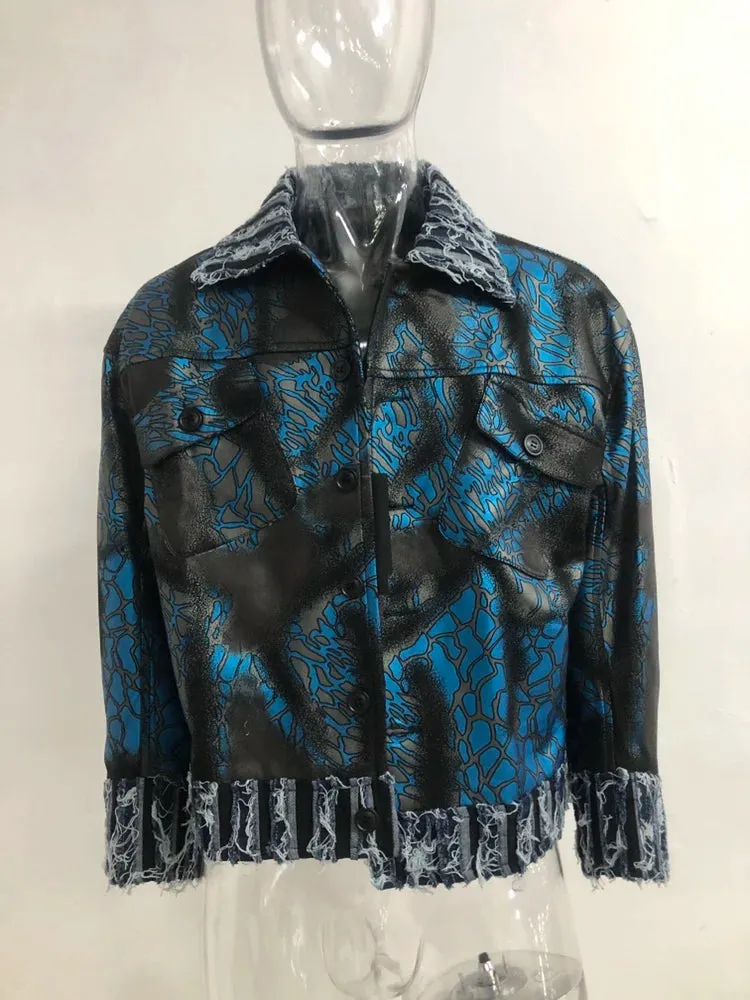 Men's Luxurious Blue Distressed Suede Jacket