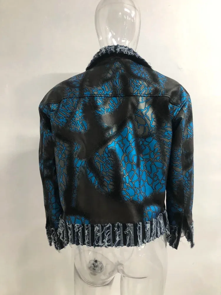 Men's Luxurious Blue Distressed Suede Jacket