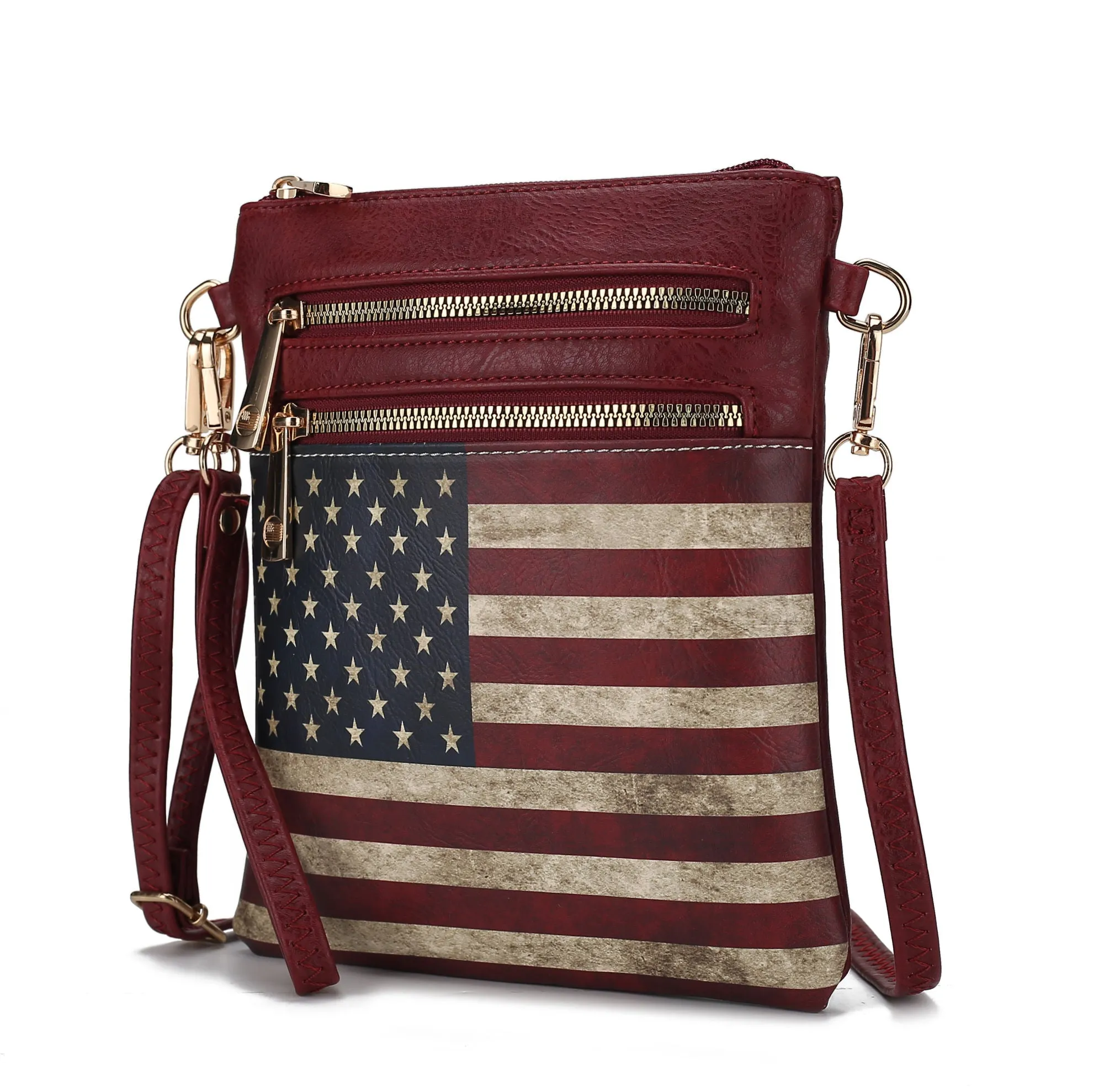 MKF Collection Genesis Printed Flag Vegan Leather Women Crossbody Bag by Mia k