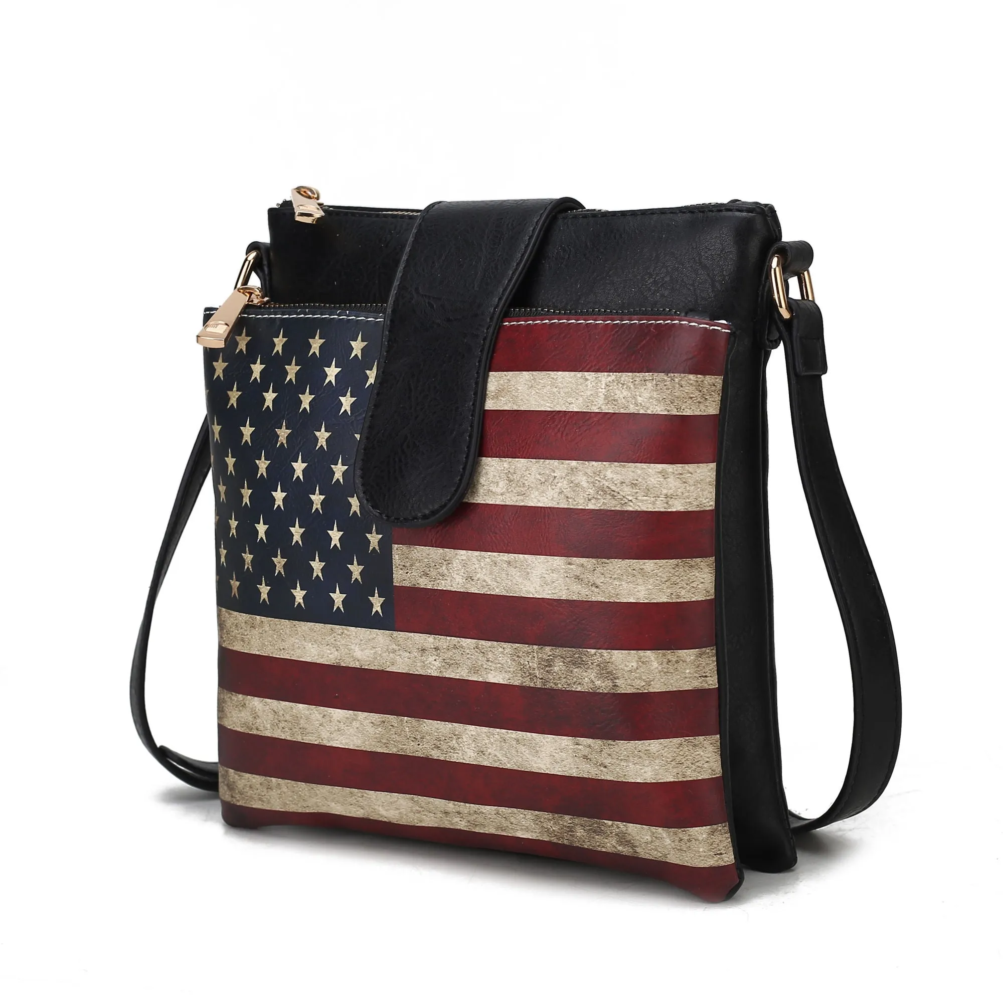 MKF Collection Josephine Vegan Leather Women FLAG Crossbody Bag by Mia K