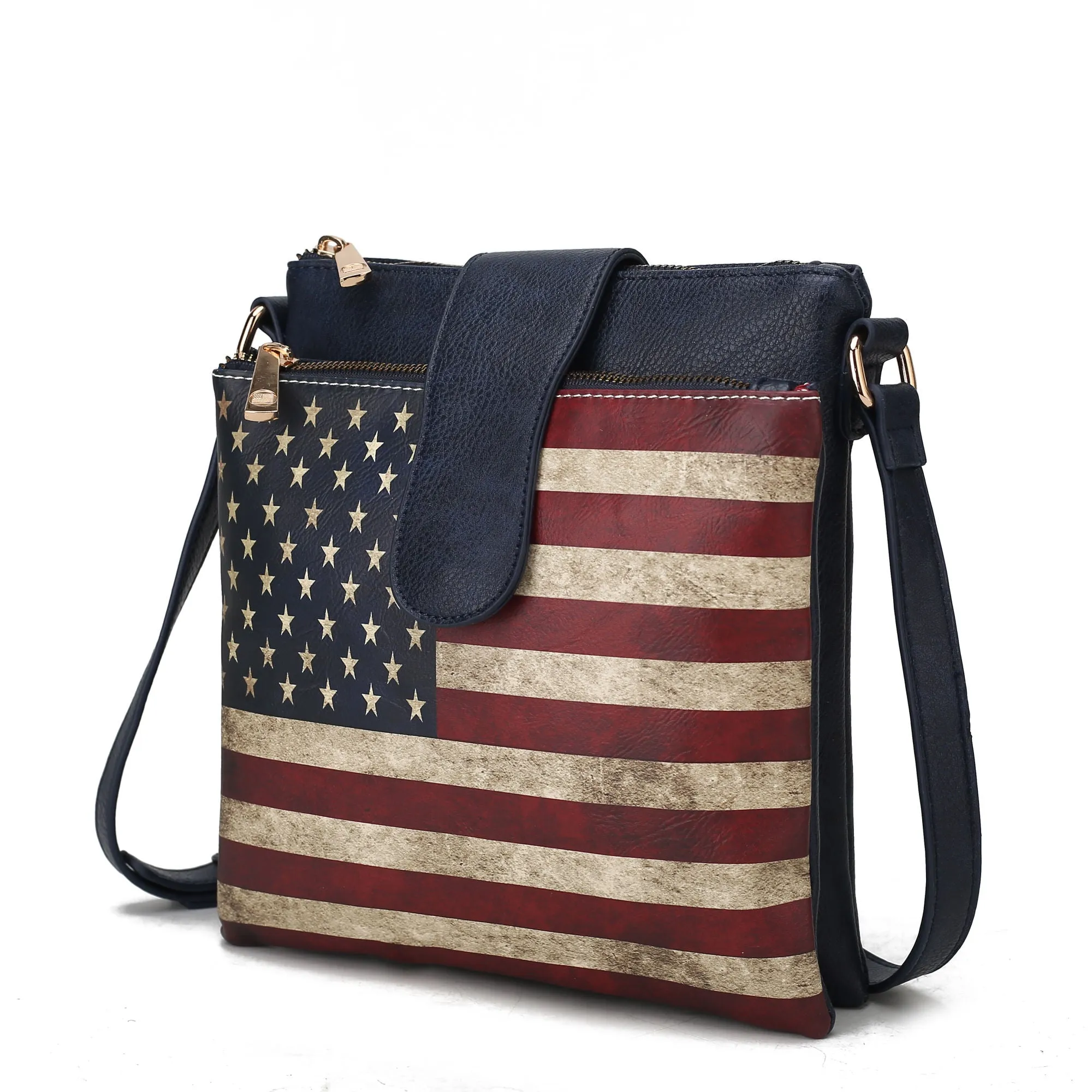 MKF Collection Josephine Vegan Leather Women FLAG Crossbody Bag by Mia K