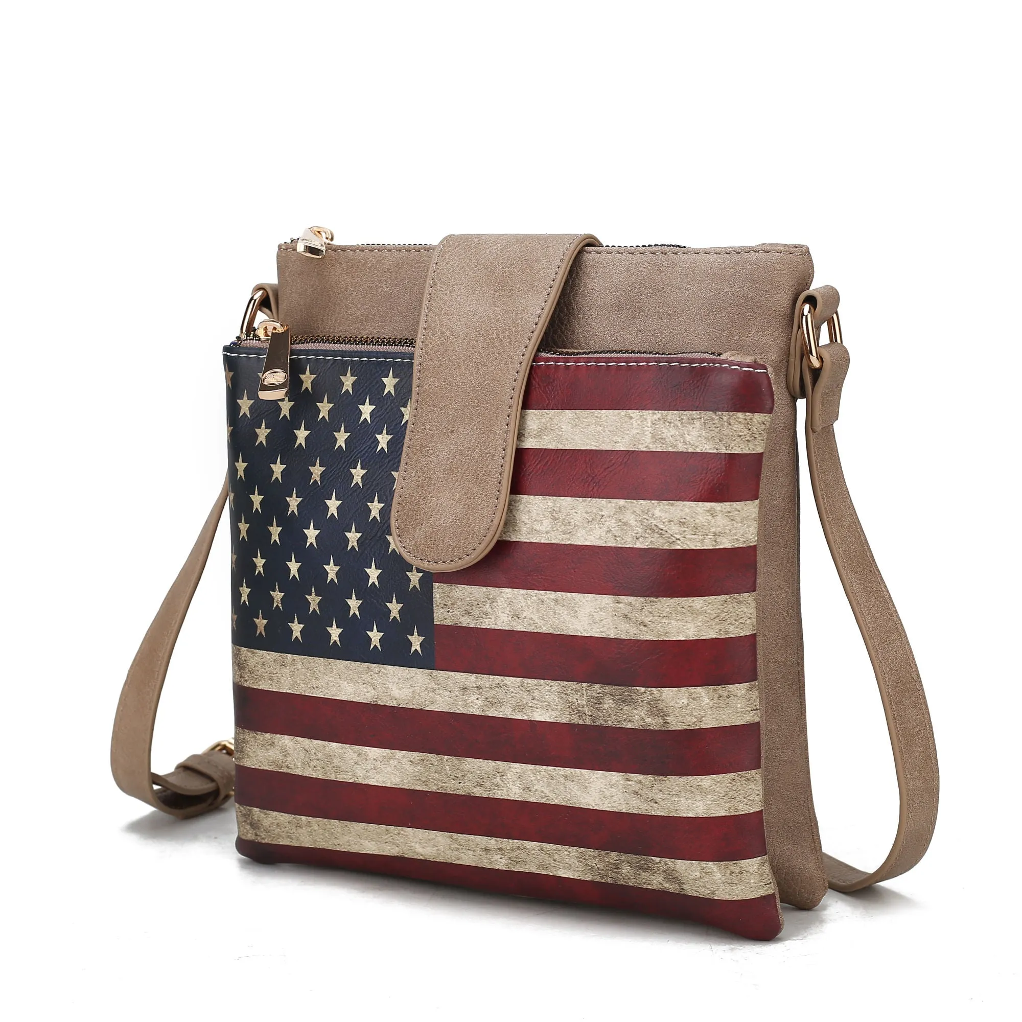 MKF Collection Josephine Vegan Leather Women FLAG Crossbody Bag by Mia K