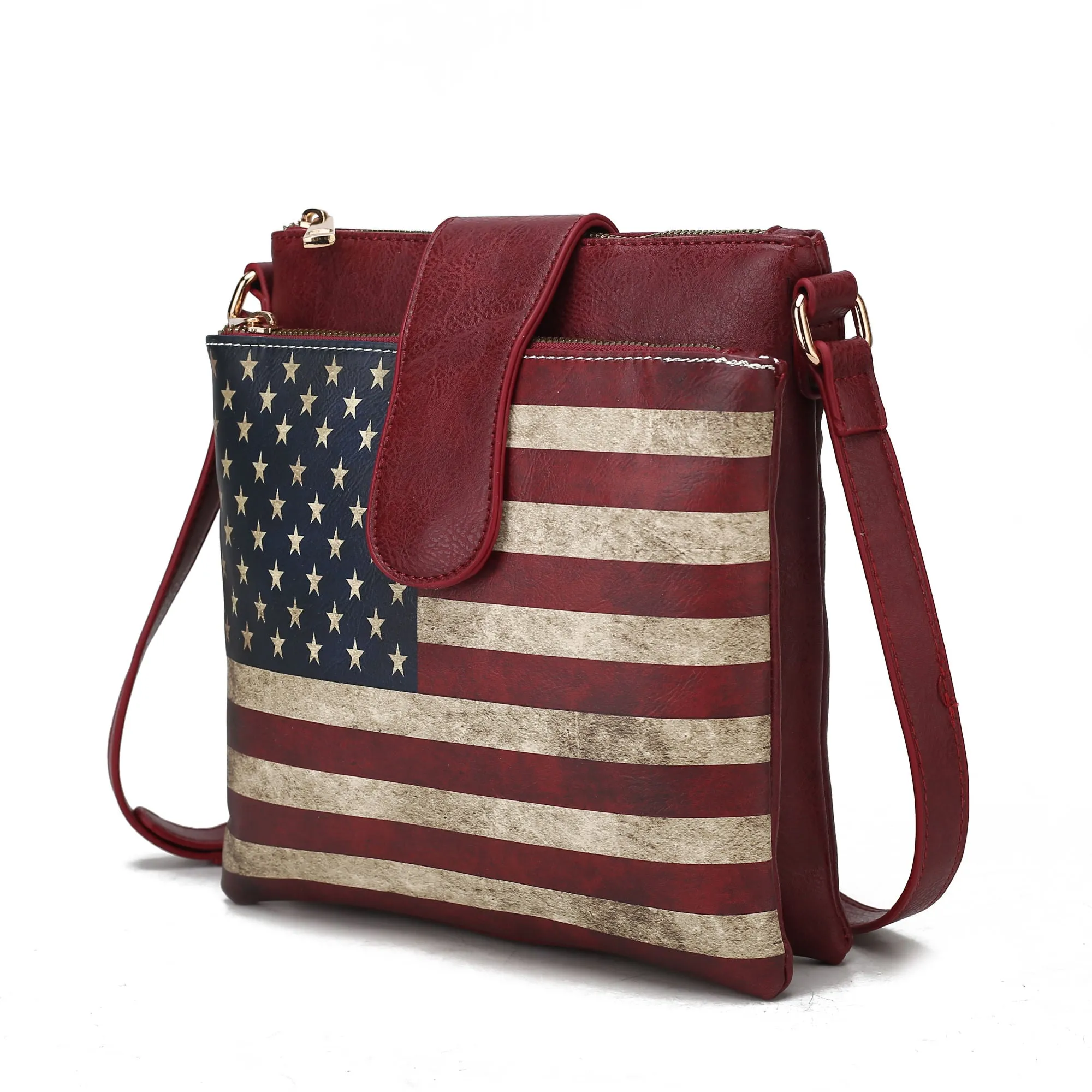 MKF Collection Josephine Vegan Leather Women FLAG Crossbody Bag by Mia K