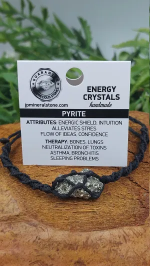 Natural Pyrite Handmade Wrap It Macrame Bracelet Healing Crystal Accessories Zodiac Mineral Stone