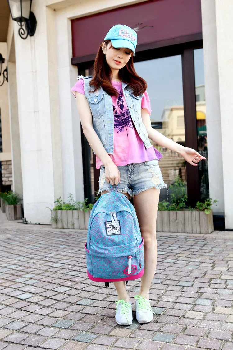 New Arrive Hot Selling Printing Women Backpack Canvas Material Students School Bag Children Hiking Backapcks