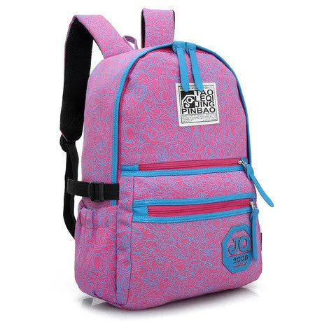 New Arrive Hot Selling Printing Women Backpack Canvas Material Students School Bag Children Hiking Backapcks