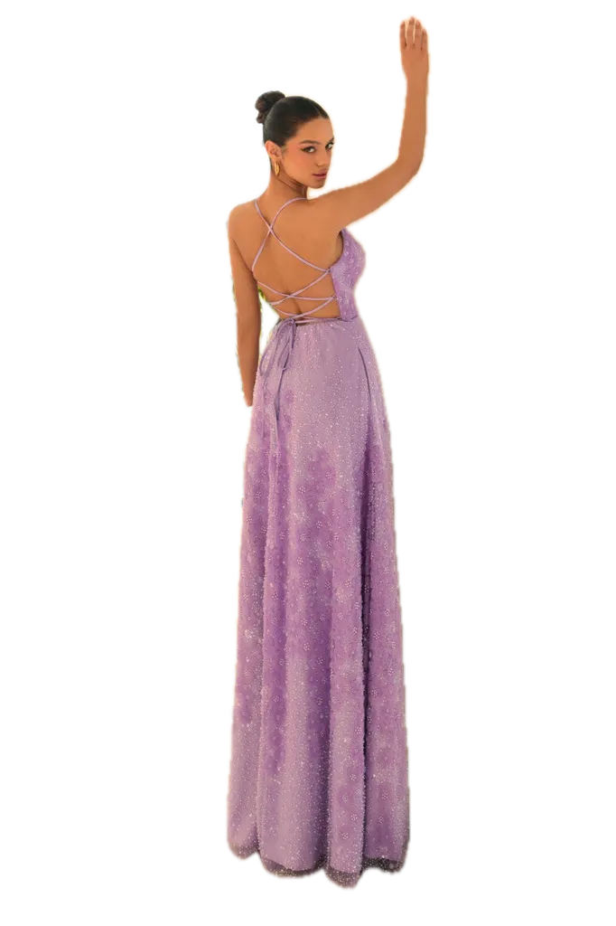 Nicoletta NC1060 Lavender 6 Gown – Elegant Sequined Floral Evening Dress