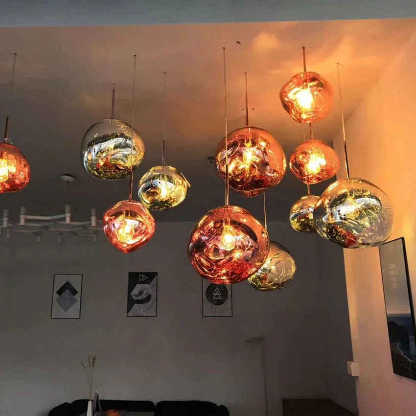 Nordic LED glass Chandelier Lava Ball Pendant Lamps Hanging Lamps Bedroom Kitchen Chandelier Modern Personality Light Melt Lava