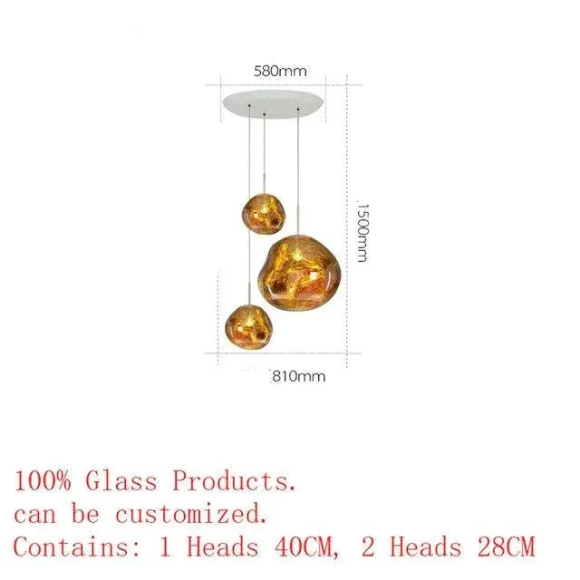 Nordic LED glass Chandelier Lava Ball Pendant Lamps Hanging Lamps Bedroom Kitchen Chandelier Modern Personality Light Melt Lava