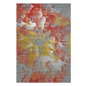 Olimpia Collection Terracota Yellow Gray and Beige Area Rug