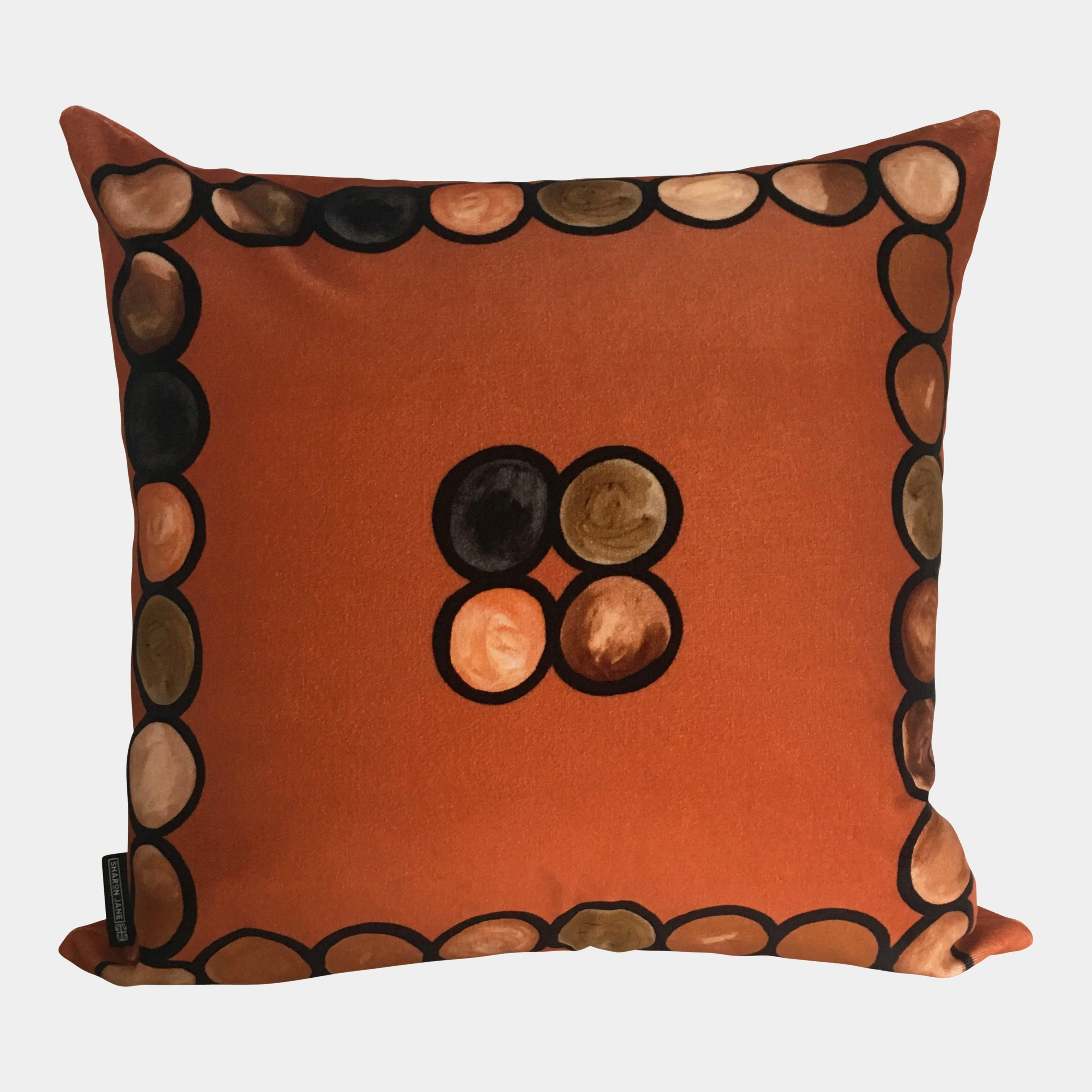 Ombré Circle Velvet Cushion - Coral   Mocha