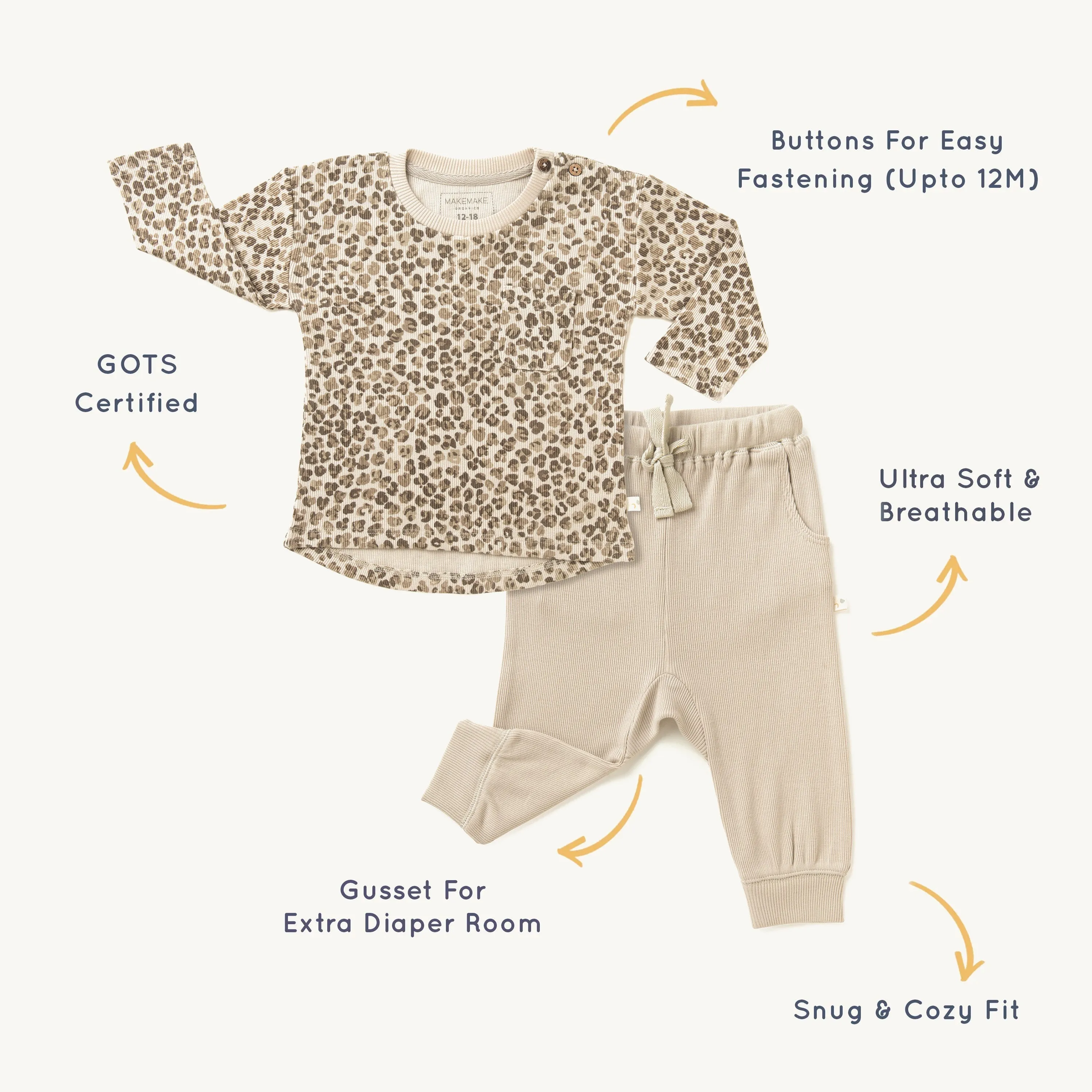 Organic Toddler T-shirt & Pant Set - Spotted