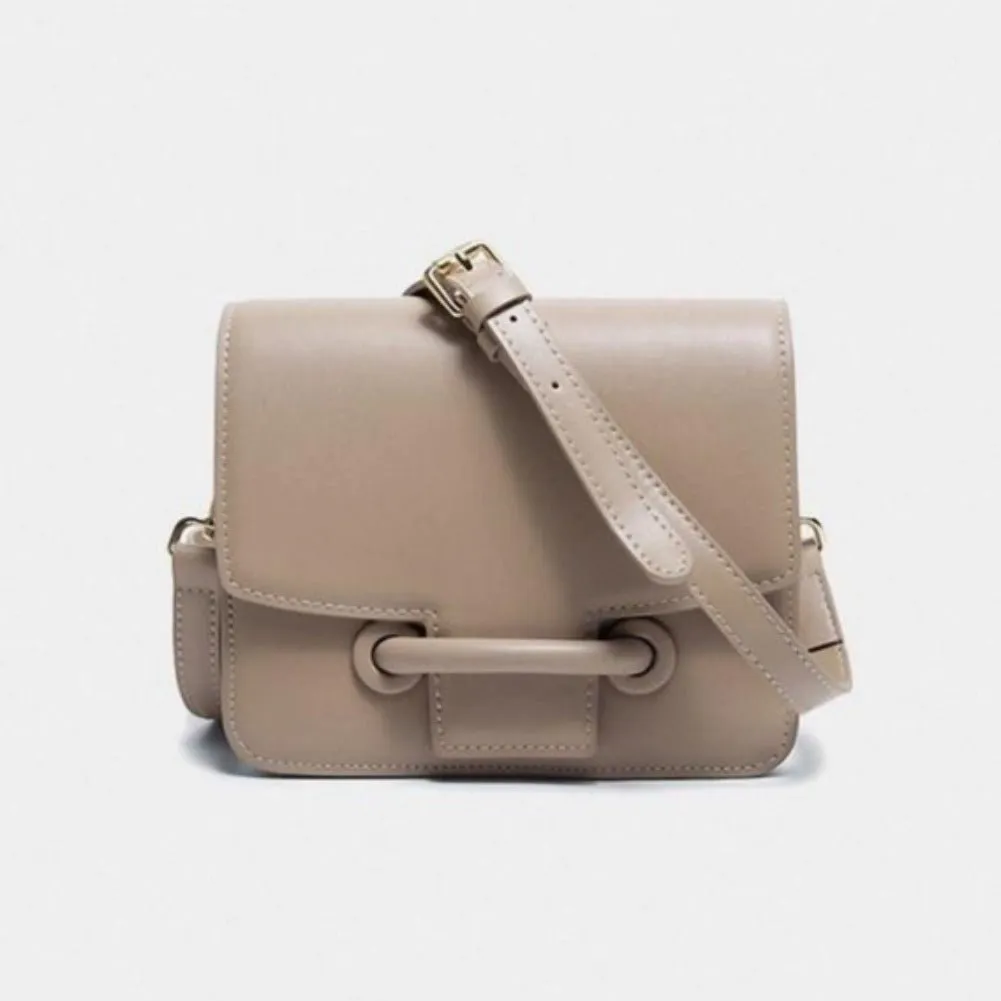 Paula Elegant Flap Buckle Leather Mini Crossbody