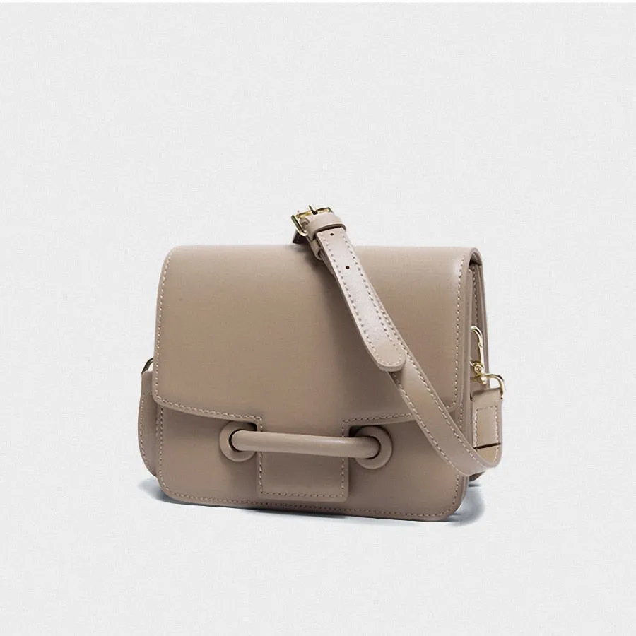 Paula Elegant Flap Buckle Leather Mini Crossbody