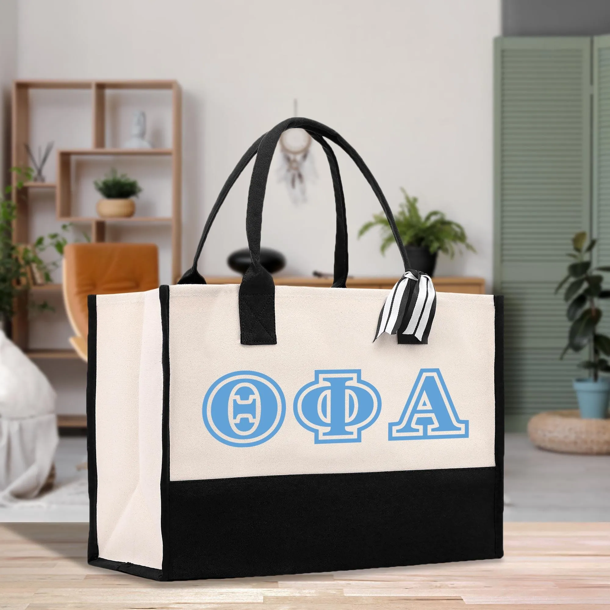 Personalized 3 Initials Sorority Canvas Tote Bag Custom Greek Letter Bag School University Sorority Tote Bag (STB1005)