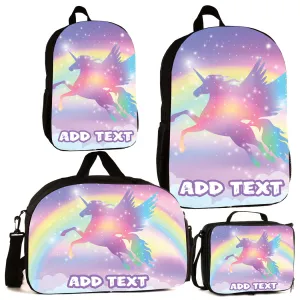 Personalized Full Color Backpacks / Lunch Bag / Duffel Bag - Unicorn Rainbow