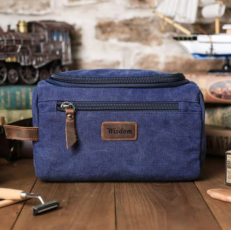 Personalized Groomsmen Gift, Dopp Kit Bag Customized Canvas Toiletry Bag Make Up Bag Monogram Mens Toiletry Bag