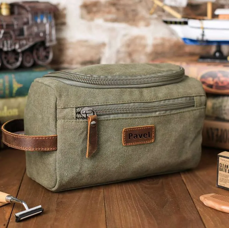 Personalized Groomsmen Gift, Dopp Kit Bag Customized Canvas Toiletry Bag Make Up Bag Monogram Mens Toiletry Bag