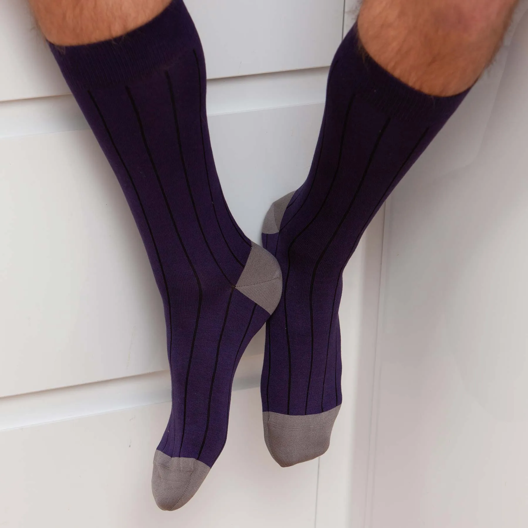 Pin Stripe Men's Socks - Purple