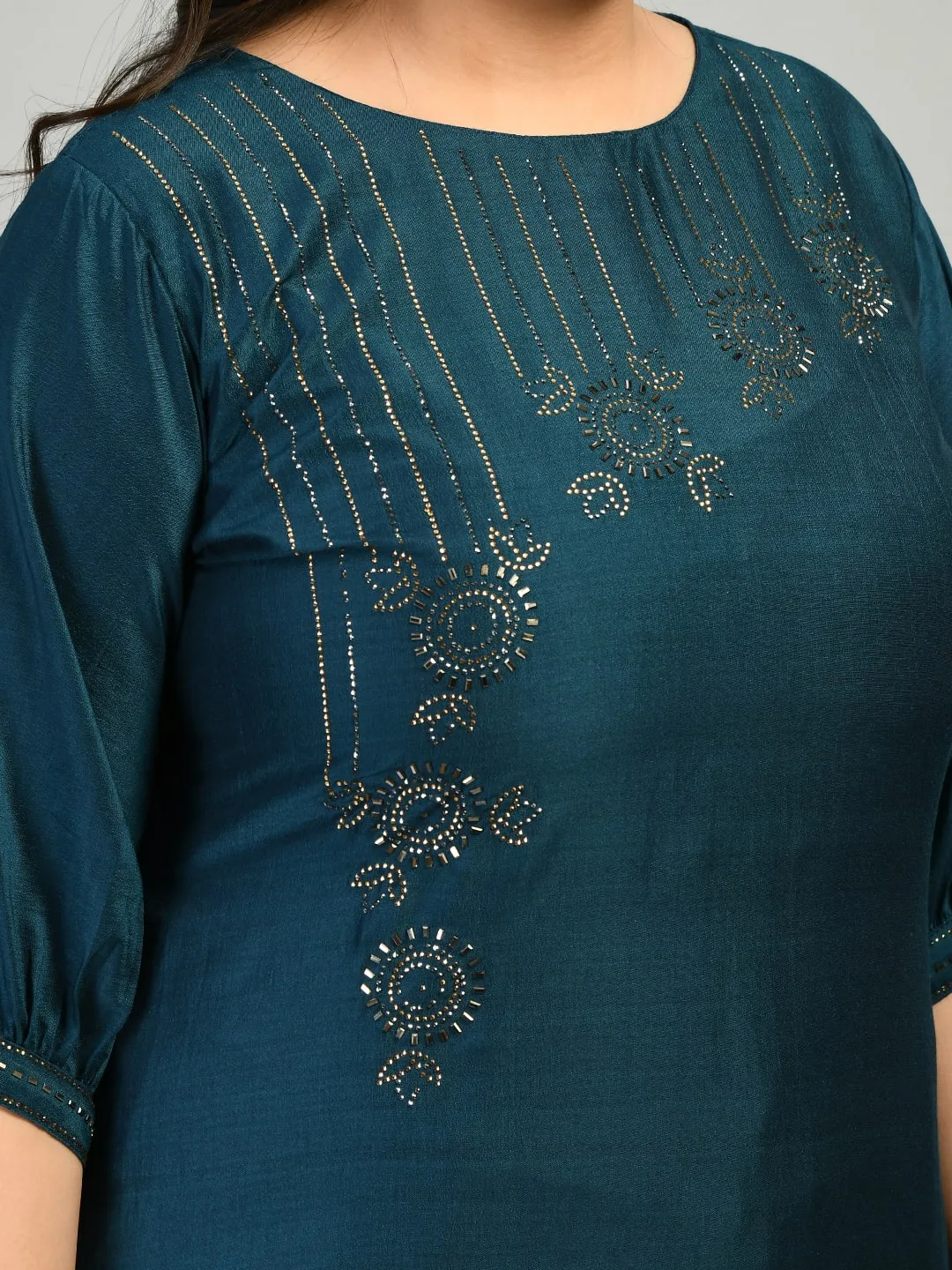 Plus Size Stunning Teal Kurta Set with Dupatta