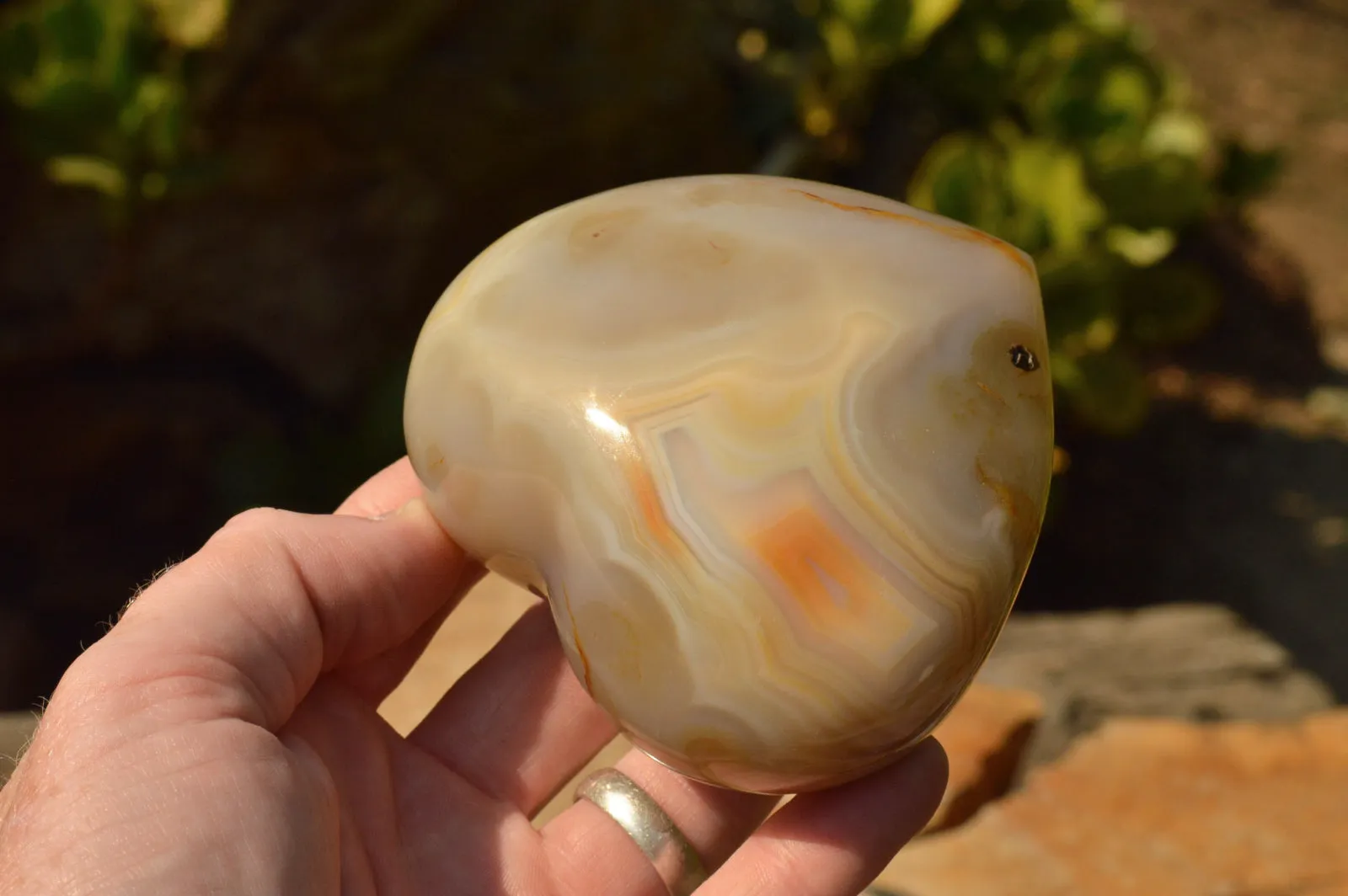 Polished Stunning Banded Agate Hearts  x 4 From Mandrosonoro, Madagascar