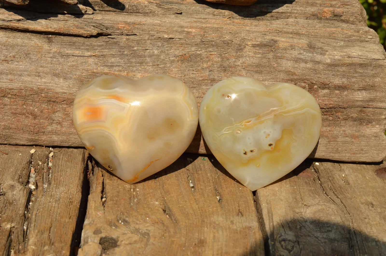 Polished Stunning Banded Agate Hearts  x 4 From Mandrosonoro, Madagascar