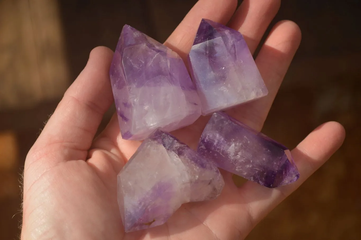 Polished Stunning Window Amethyst Crystals x 12 From Ankazobe, Madagascar