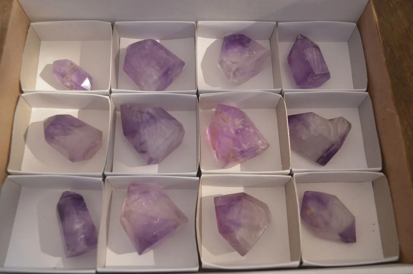 Polished Stunning Window Amethyst Crystals x 12 From Ankazobe, Madagascar