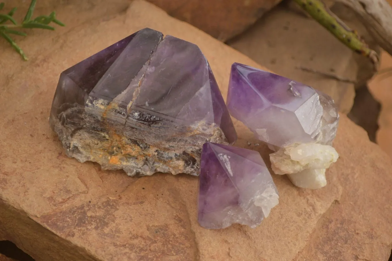 Polished  Stunning Window Amethyst Crystals x 3 From Southern Africa