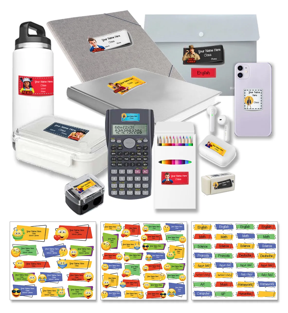 ""Emoji's" School labels packs