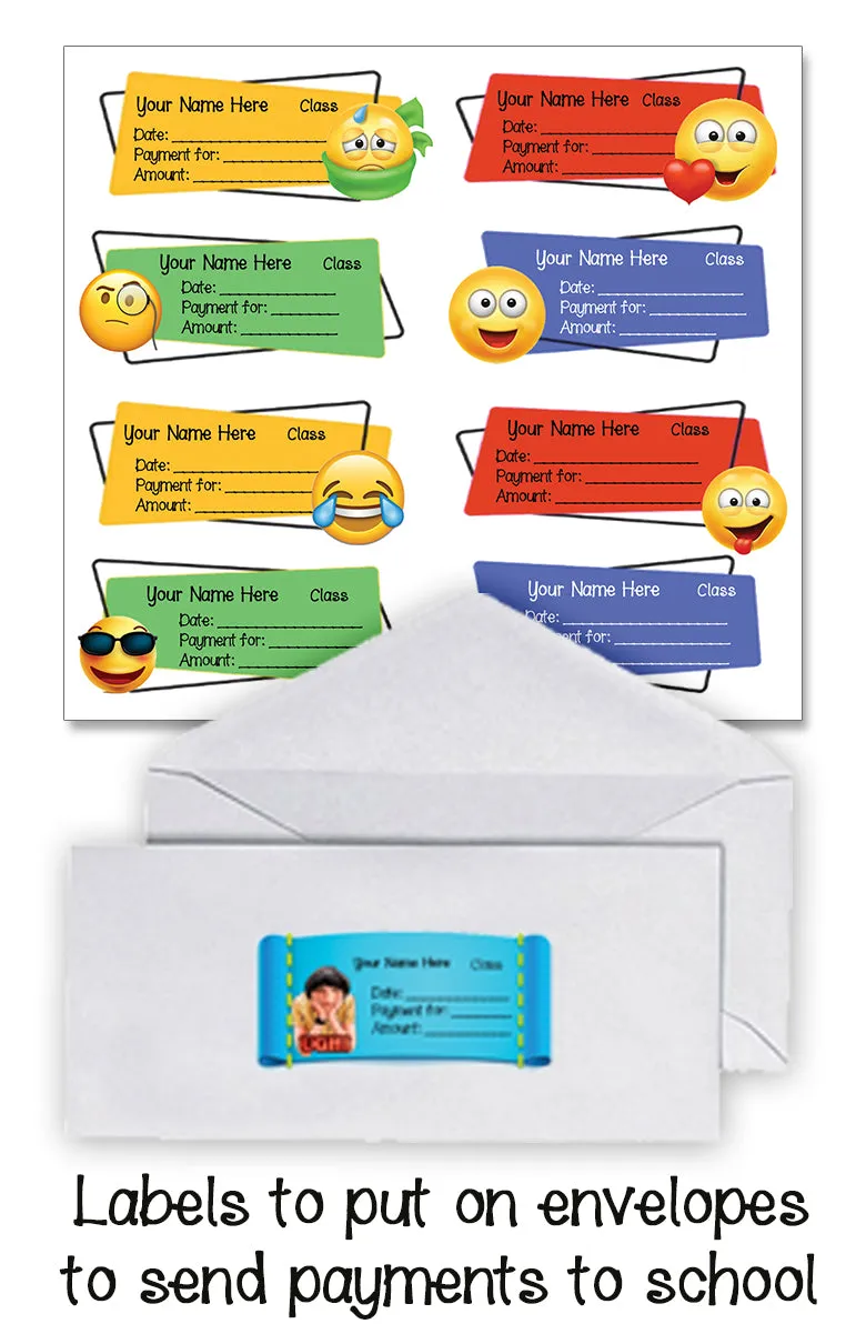 ""Emoji's" School labels packs