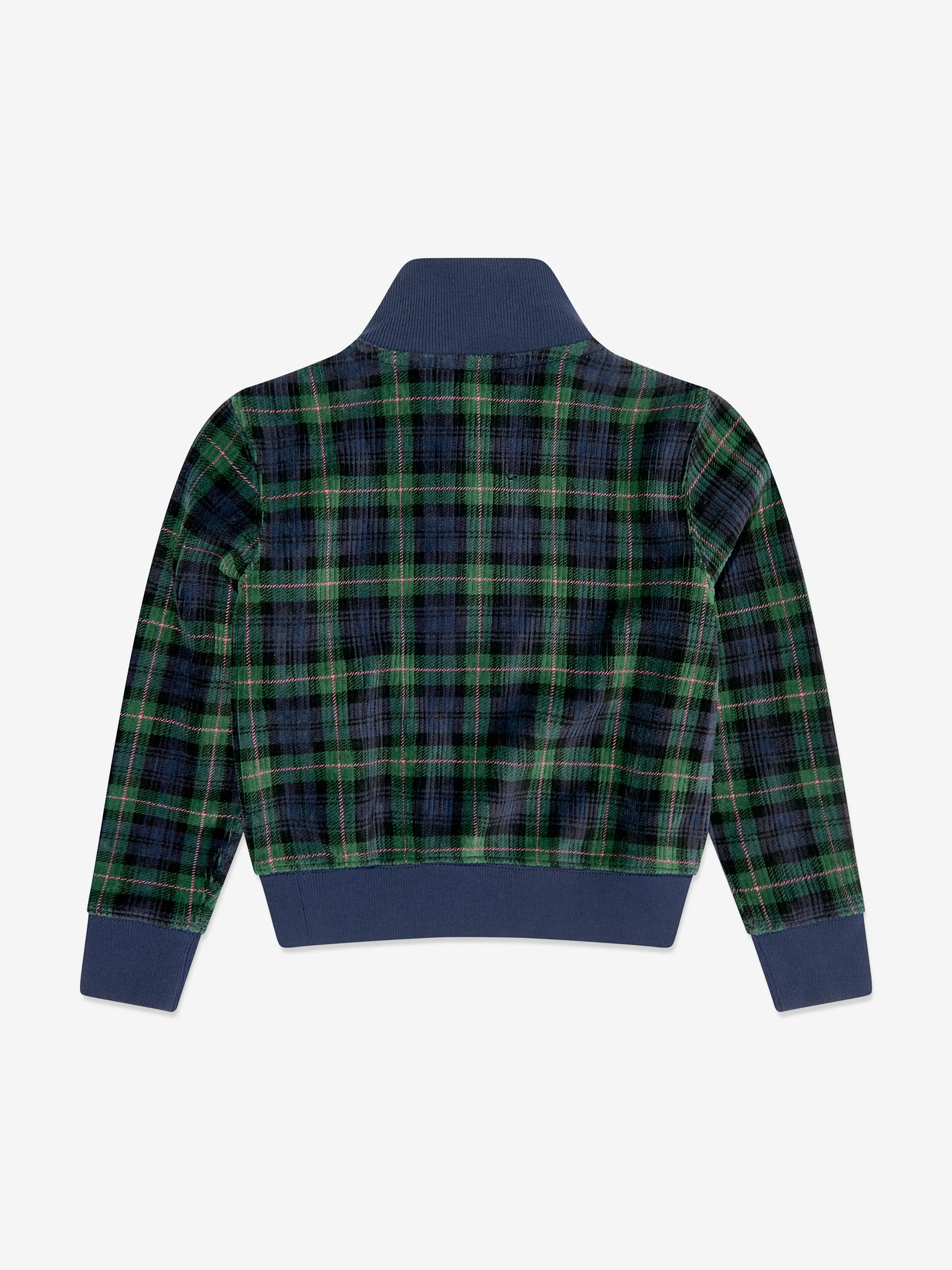 Ralph Lauren Girls Plaid Corduroy Half Zip Sweatshirt in Multicolour