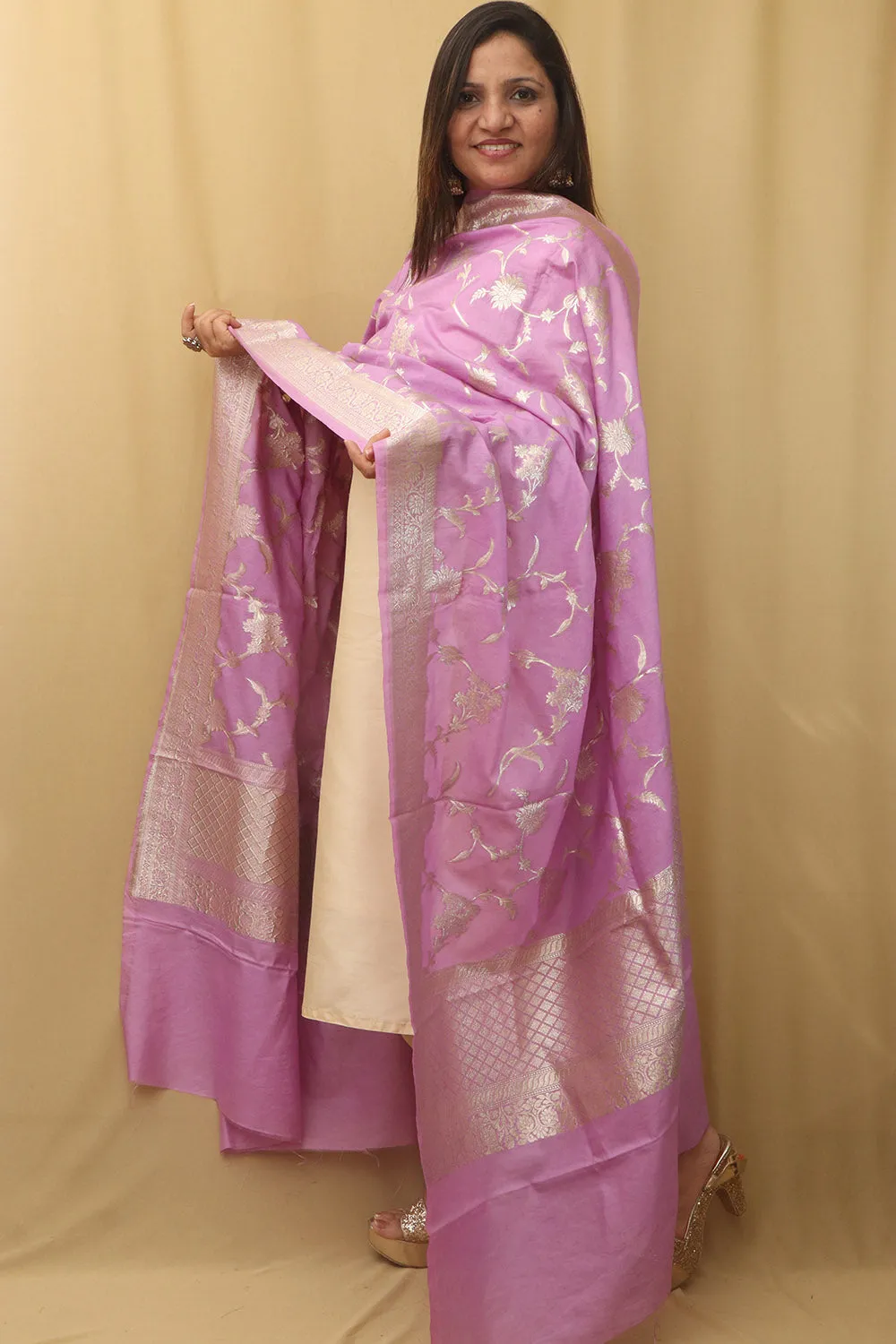 Royal Purple Banarasi Silk Dupatta - Elegant and Luxurious