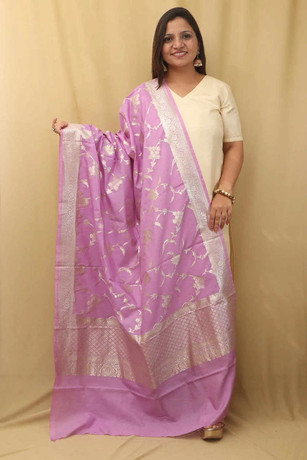 Royal Purple Banarasi Silk Dupatta - Elegant and Luxurious