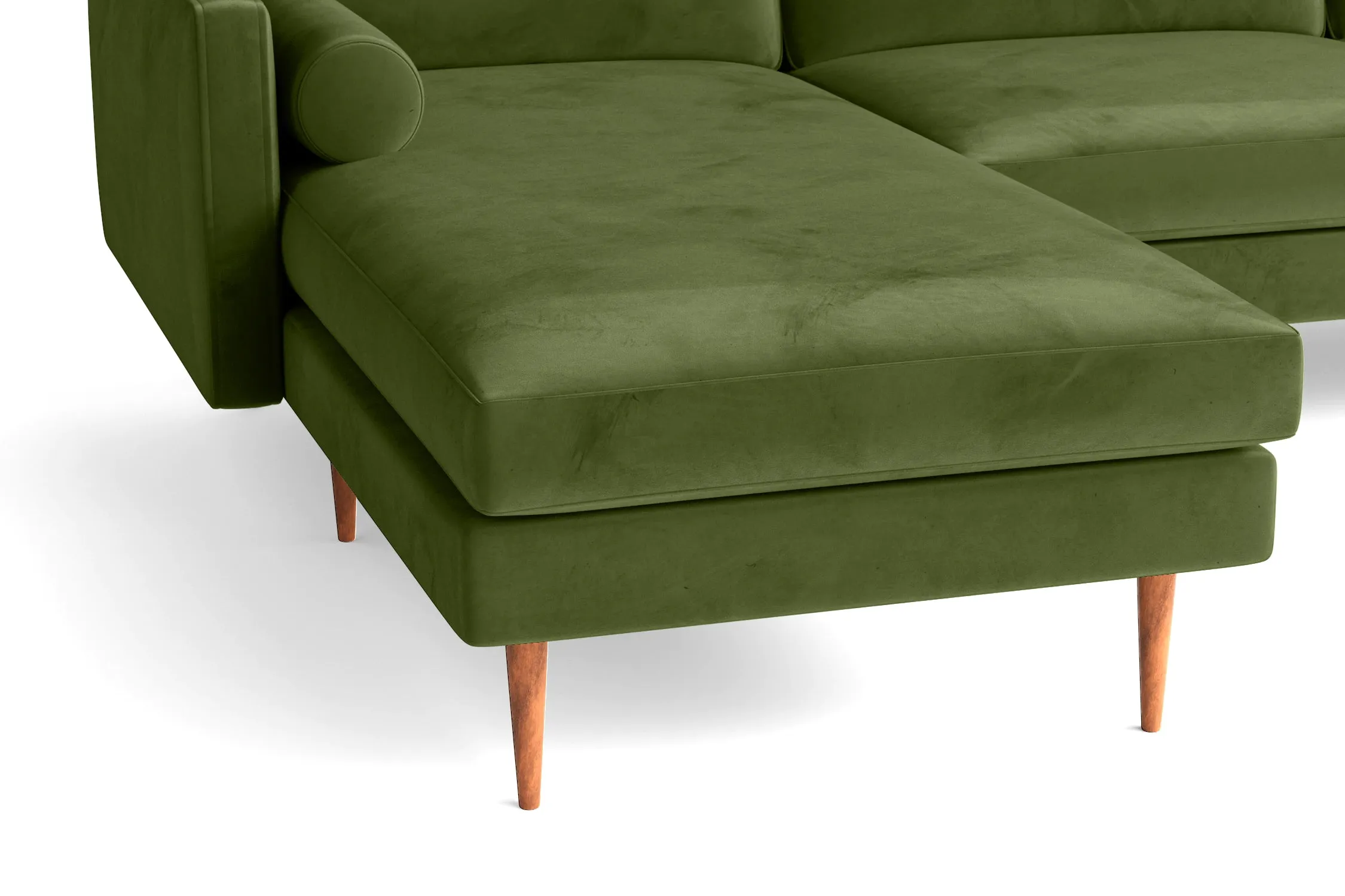 Salerno 3 Seater Left Hand Facing Chaise Lounge Corner Sofa Lime Velvet