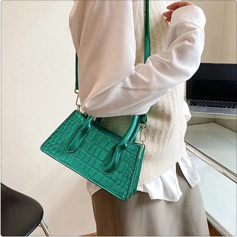 Shoulder Bag Crocodile Pattern Leather Handbag – Stylish Leather Purses for Women