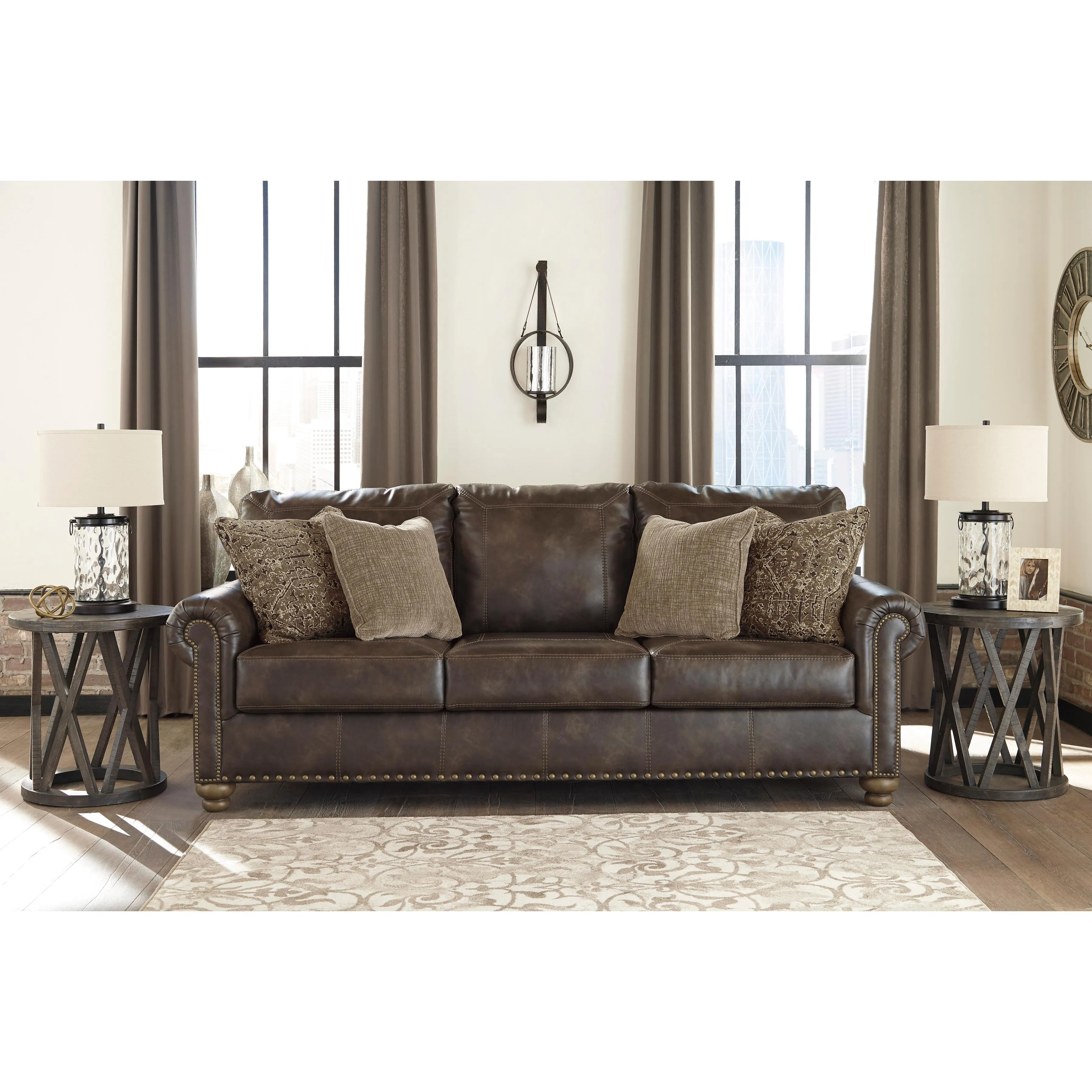 Signature Design by Ashley Nicorvo Stationary Leather Look Sofa 8050538