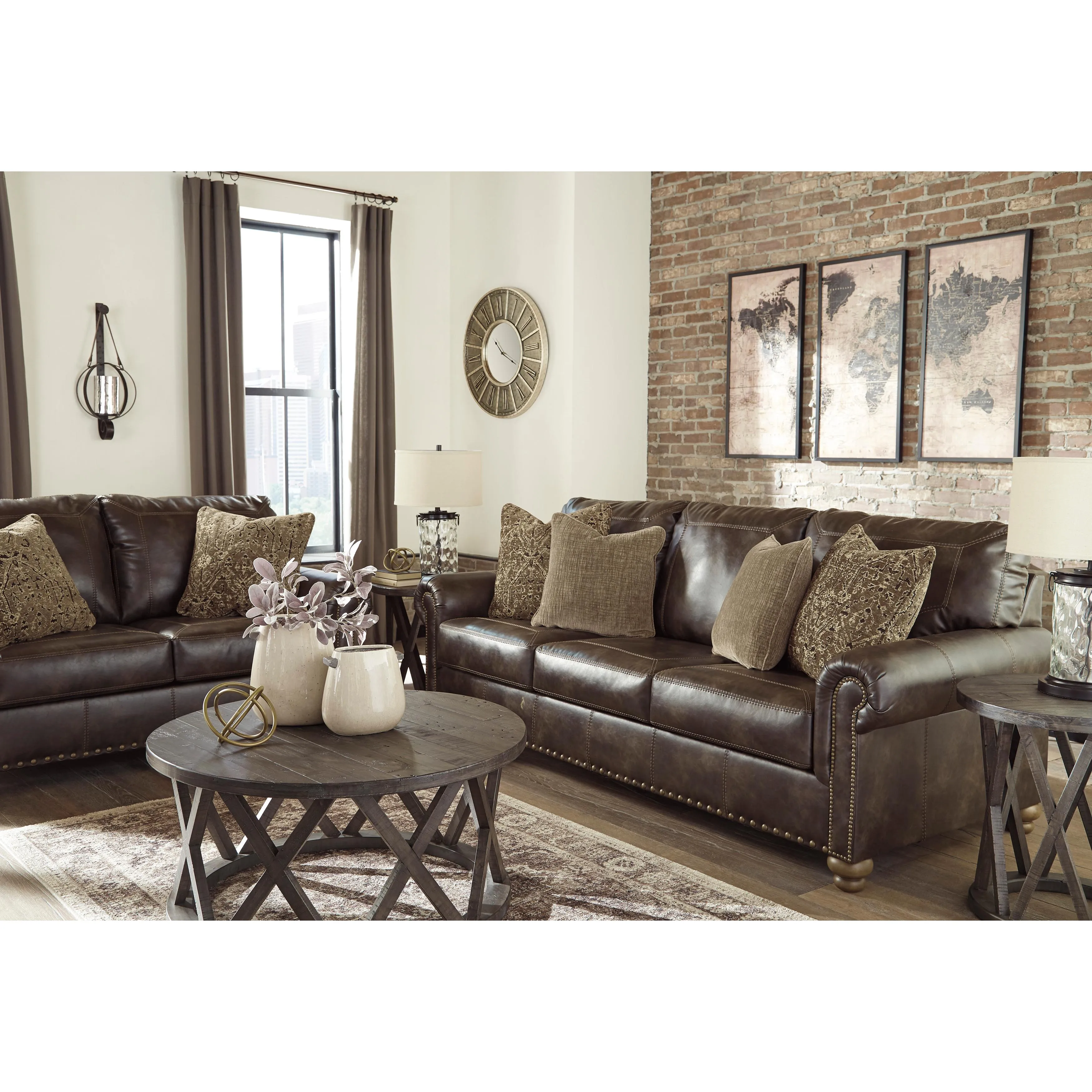 Signature Design by Ashley Nicorvo Stationary Leather Look Sofa 8050538