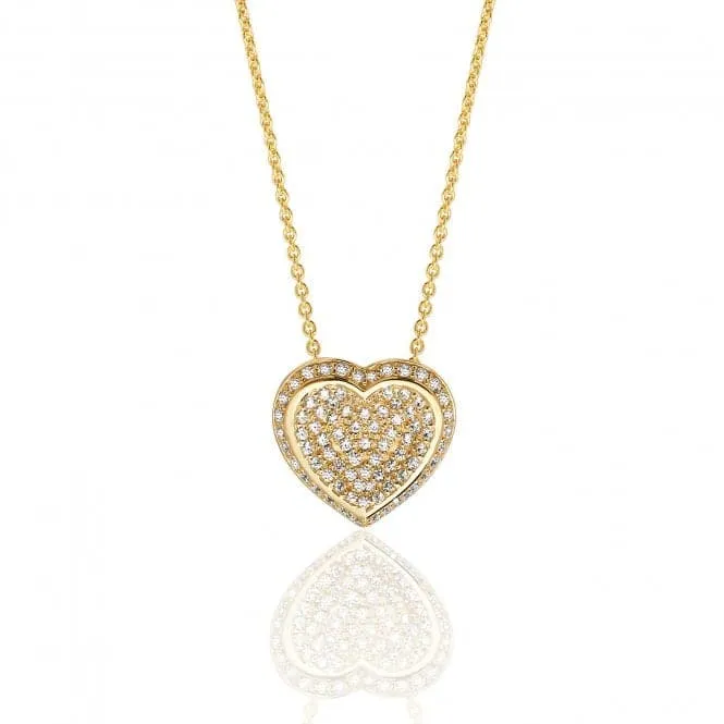 Silver & Co Heart Pendant with Yellow Gold Heart Pave Design - SPG0052Y