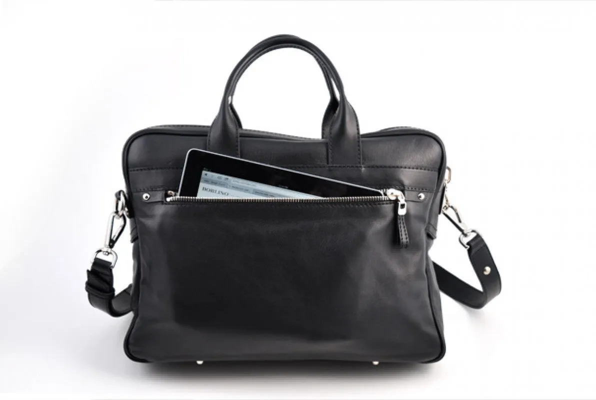 Soft Calf Leather Briefcase - The Treviso - Onyx