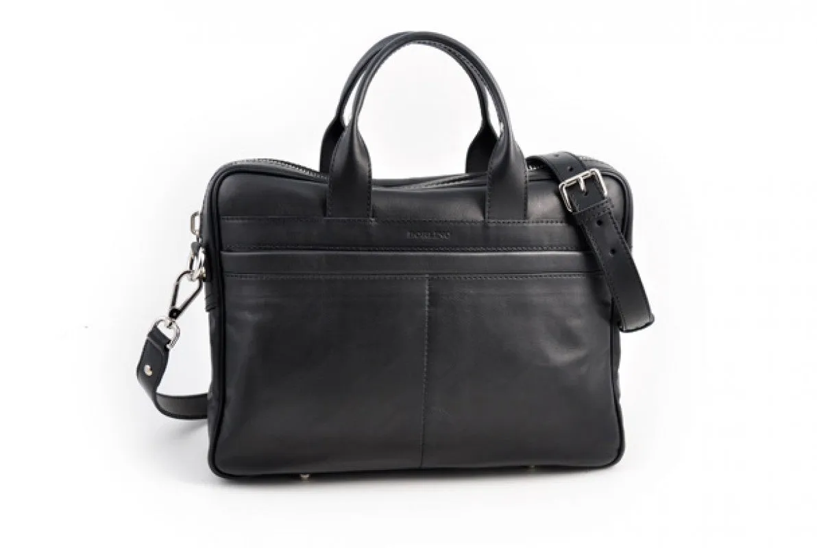 Soft Calf Leather Briefcase - The Treviso - Onyx