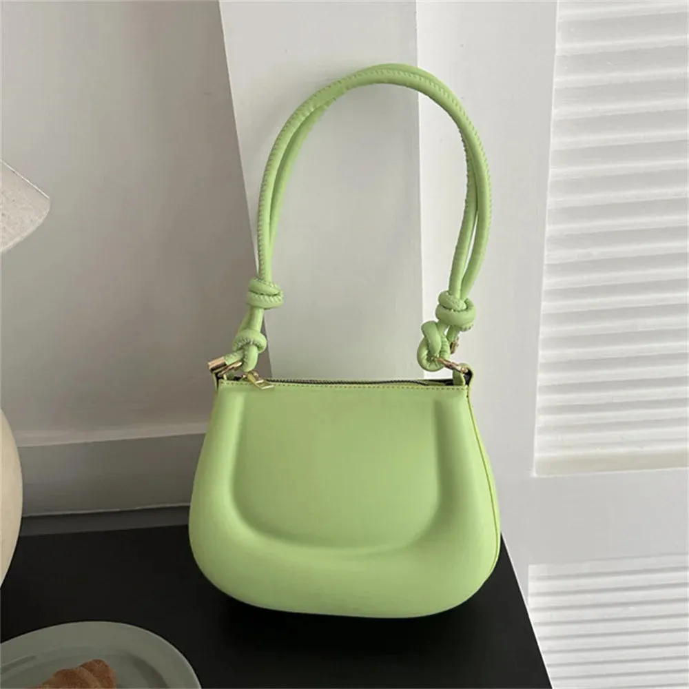 Soft PU Ladies Leather Crossbody Bag Women Purple Underarm Bag Retro Solid Color Handbag Fashion Design Girl Small Shoulder Bag