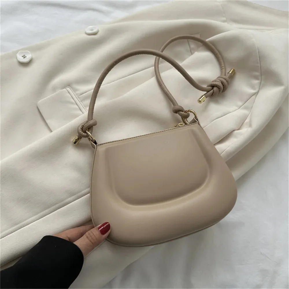 Soft PU Ladies Leather Crossbody Bag Women Purple Underarm Bag Retro Solid Color Handbag Fashion Design Girl Small Shoulder Bag