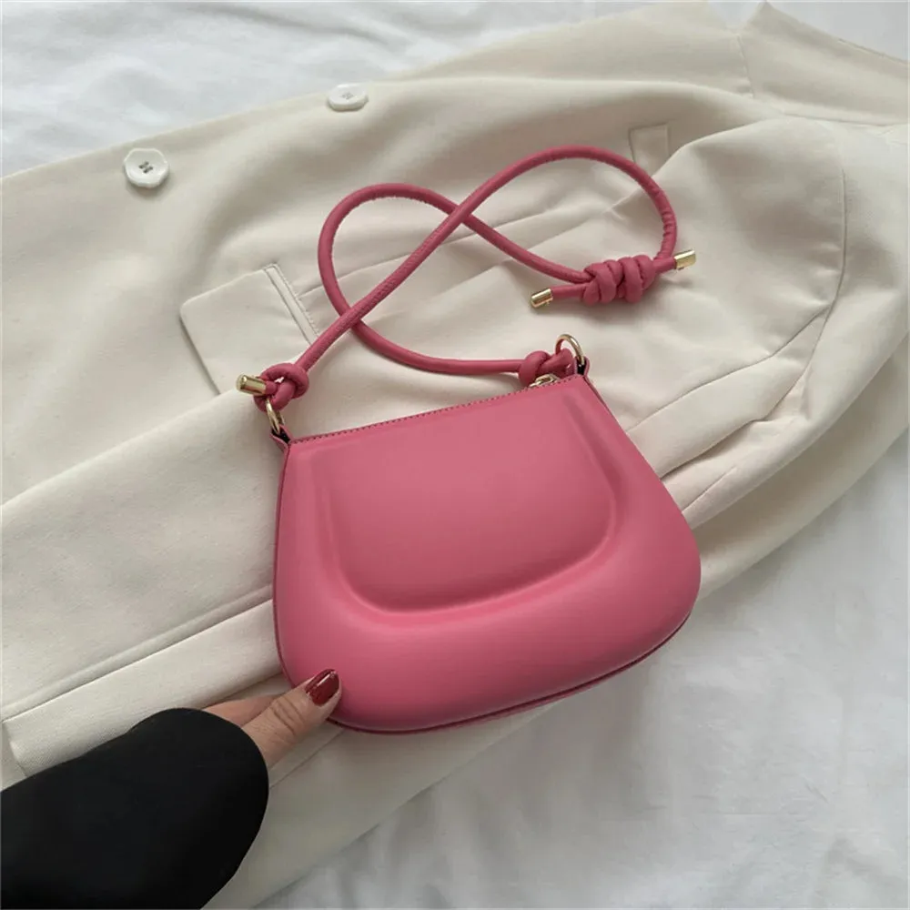 Soft PU Ladies Leather Crossbody Bag Women Purple Underarm Bag Retro Solid Color Handbag Fashion Design Girl Small Shoulder Bag