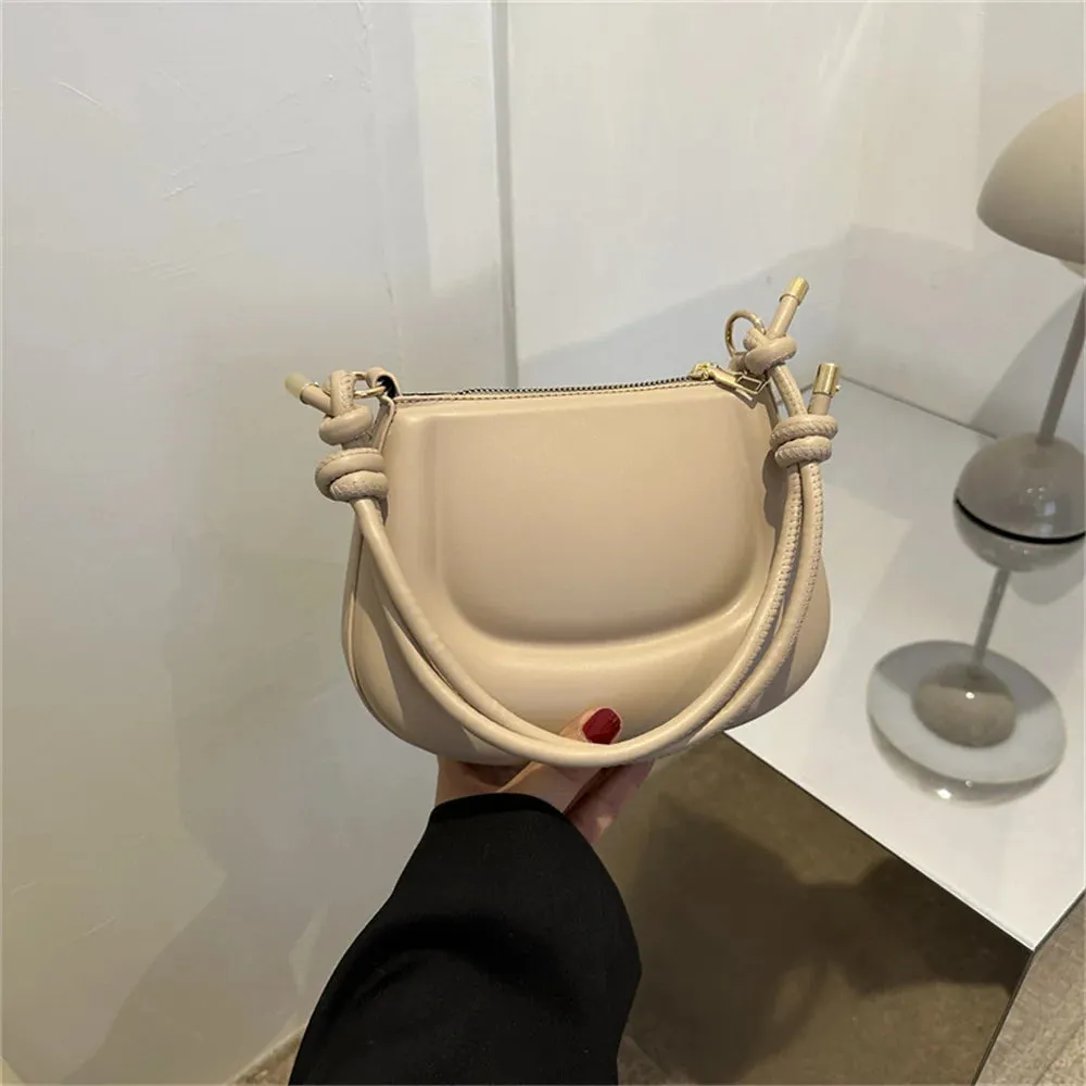 Soft PU Ladies Leather Crossbody Bag Women Purple Underarm Bag Retro Solid Color Handbag Fashion Design Girl Small Shoulder Bag