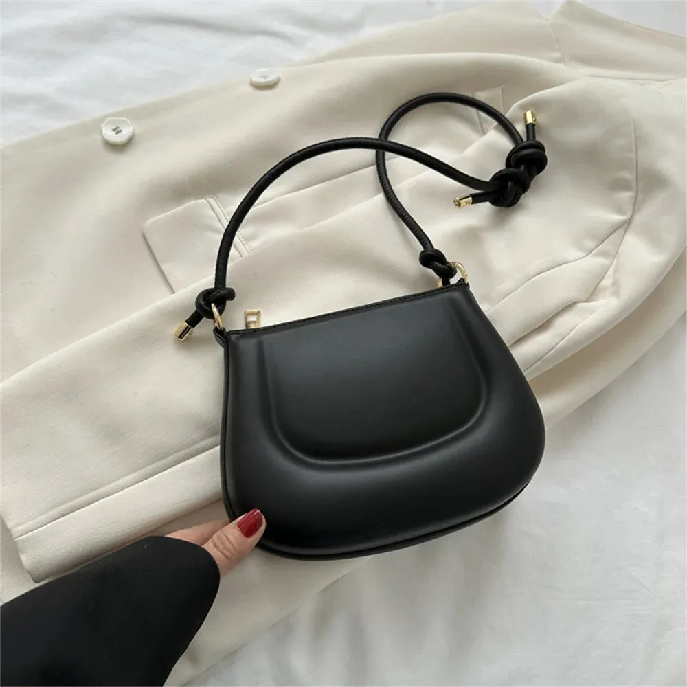 Soft PU Ladies Leather Crossbody Bag Women Purple Underarm Bag Retro Solid Color Handbag Fashion Design Girl Small Shoulder Bag