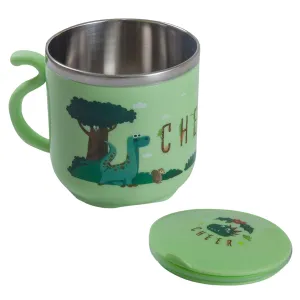 Stainless Steel Water Cup with Lid Dinosaur - Green