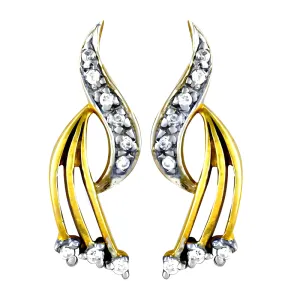 Stunning Antique CZ Gemstone Gold-Plated Silver Earrings